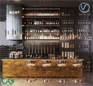 3d model of modern industrial style bar counter